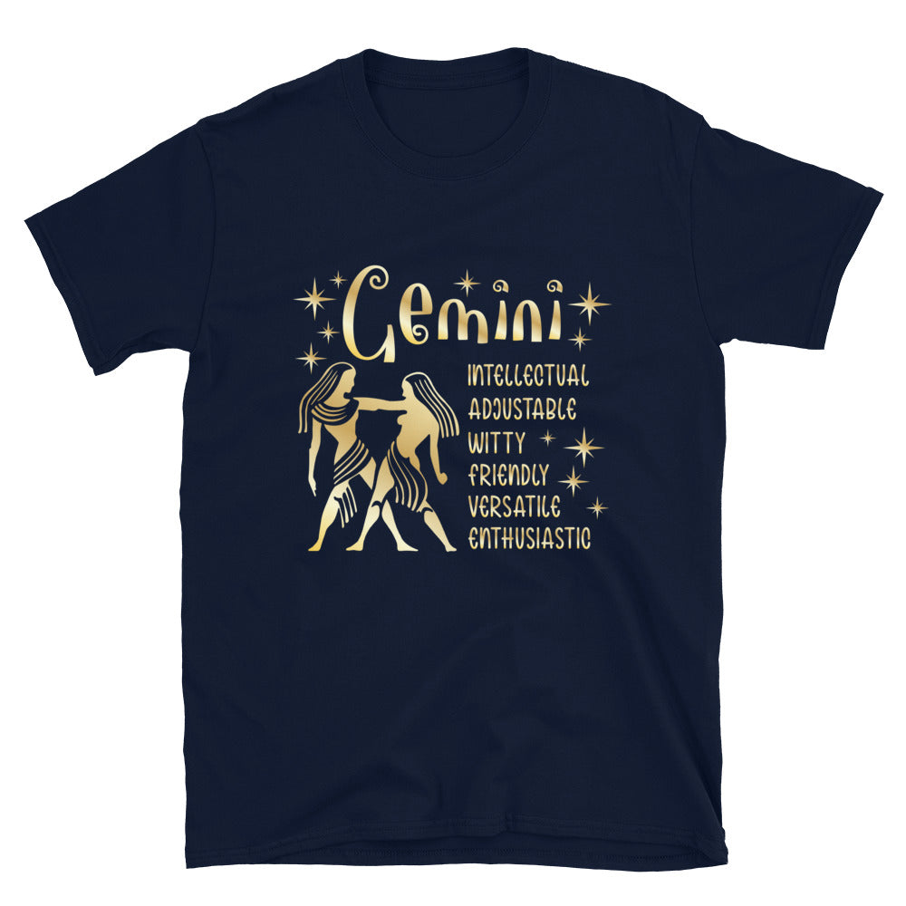 Gemini Zodiac Positive Traits TShirt - Navy Color - https://ascensionemporium.net
